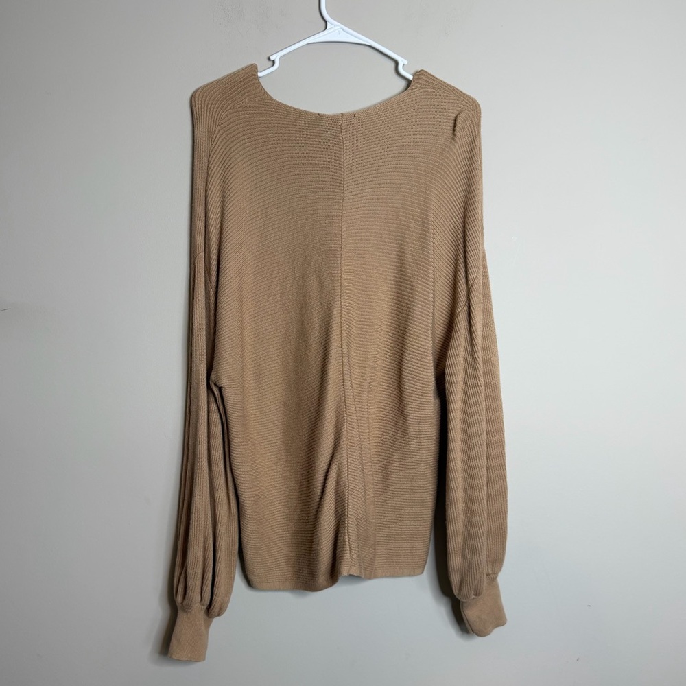 1. State Balloon Sleeve Ribbed Sweater in Oak Tan Size Large - Picture 8 of 9